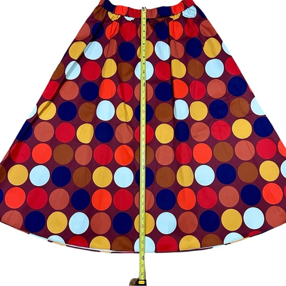 Kate Spade Sz L Skirt Dot Party Faille Midi Retro Pockets 60’s 70’s New - Picture 10 of 11